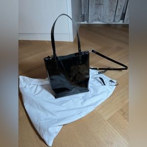 & Other Stories patent leather tote bag in black